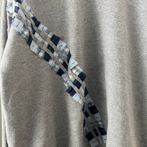 grey plaid woven crewneck sweatshirt L/XL